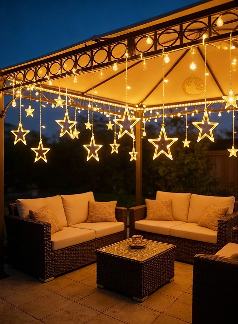 يواوليتي أضواء رمضان، أضواء رمضان LED مع علبة بطارية، أضواء زينة رمضان لستائر النوافذ (6 نجوم صغيرة، 6 نجوم كبيرة) - Image 1